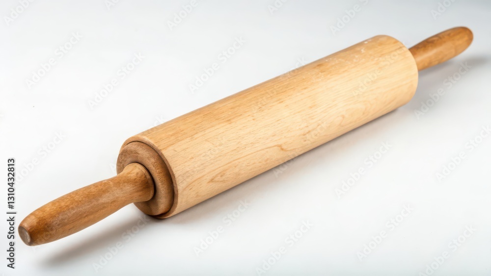 Wooden Rolling Pin on White Background Wooden Rolling Pin on White Background