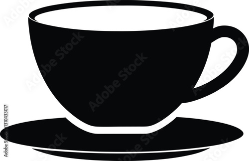 cup for a cafe black silhouette,tea cup flat vectorillustration