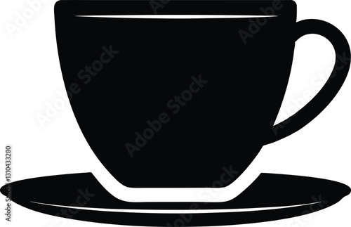 cup for a cafe black silhouette,tea cup flat vectorillustration