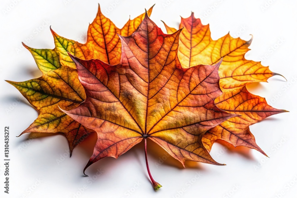 Fototapeta premium Dried Planetree Leaves Isolated, Autumn Foliage, White Background, Nature Photography, Stock Image