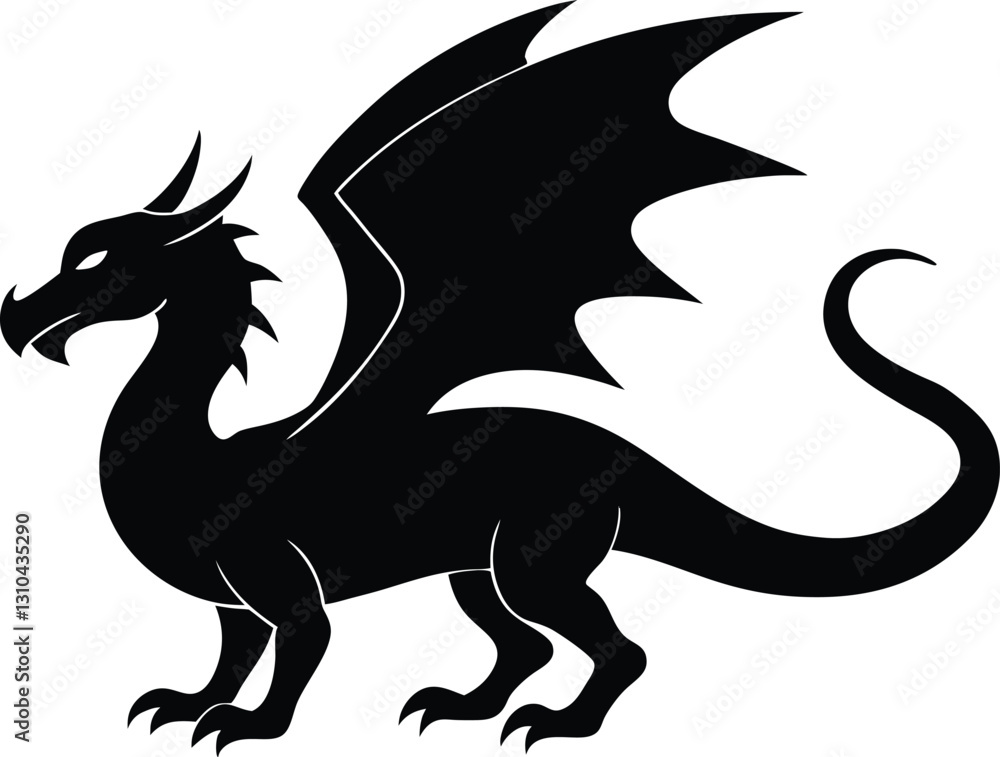 dragon silhouette,dragon simple flat vector dragon silhouette,dragon simple flat vector