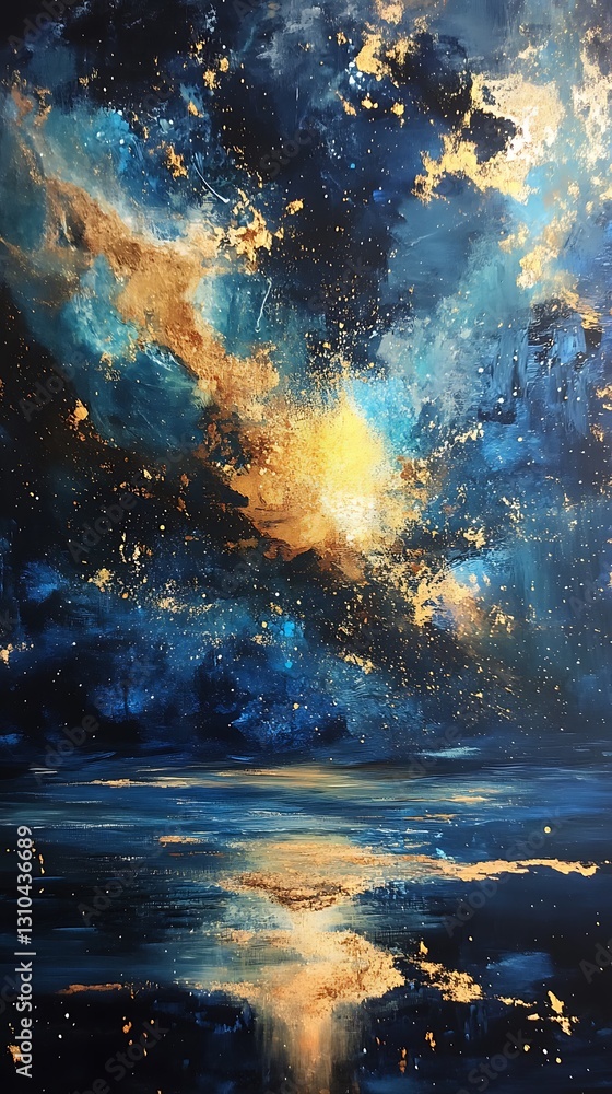 Starry Night Sky Above a Golden Horizon Starry Night Sky Above a Golden Horizon