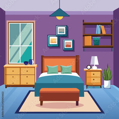 a flat illustration of a bedroom
