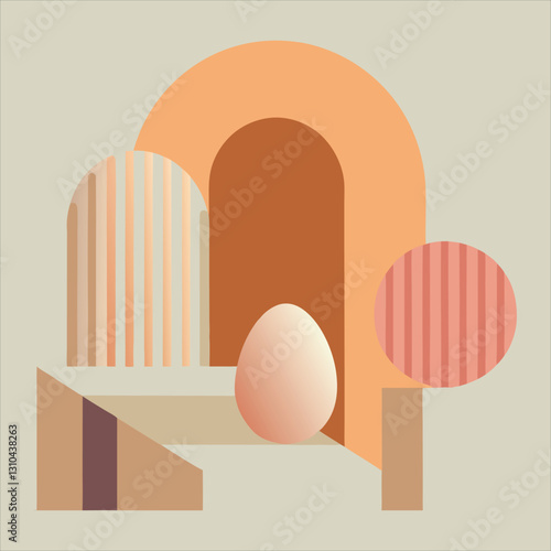 Minimalist 3D Render – Decorative Textured Eggs with Symmetrical Patterns
