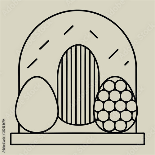 Minimalist 3D Render – Decorative Textured Eggs with Symmetrical Patterns