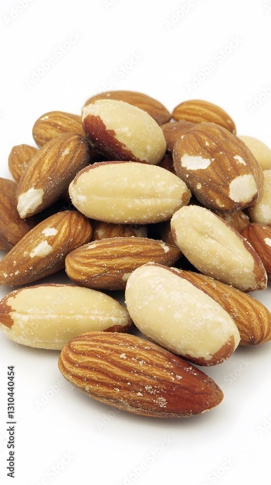 Closeup of Delicious Roasted Almonds and Brazil Nuts Mix Closeup of Delicious Roasted Almonds and Brazil Nuts Mix