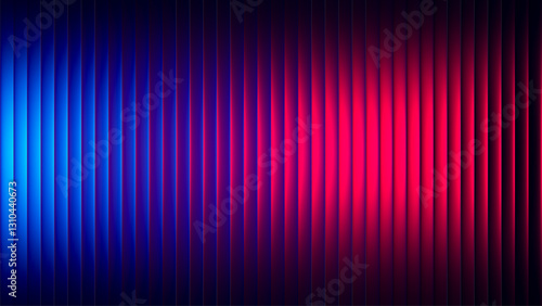 Futuristic neon gradient pattern with vertical glowing lines blending smooth deep blue and vivid red colors. Minimalistic dark background perfect for creative digital tech designs. Vector illustration