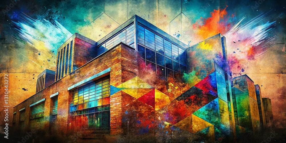 Obraz premium Dynamic Architectural Smudge Paintbrush Strokes on Brick Wall - Double Exposure Stock Photo