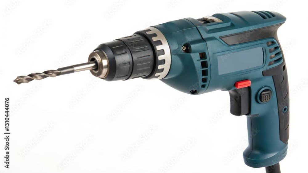 Cordless Drill with Drill Bit on White Background Cordless Drill with Drill Bit on White Background