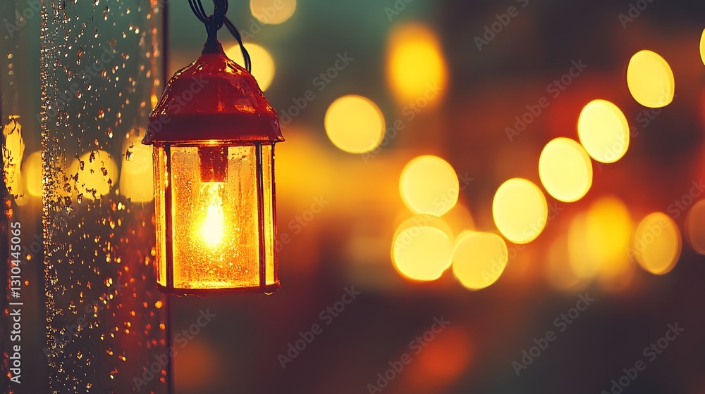 Rainy Night Lantern Glow Romantic Bokeh Lights Rainy Night Lantern Glow Romantic Bokeh Lights
