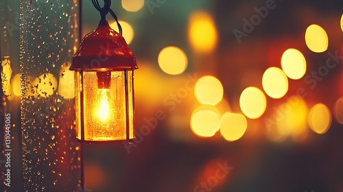 Wallpaper Mural Rainy Night Lantern Glow Romantic Bokeh Lights Torontodigital.ca