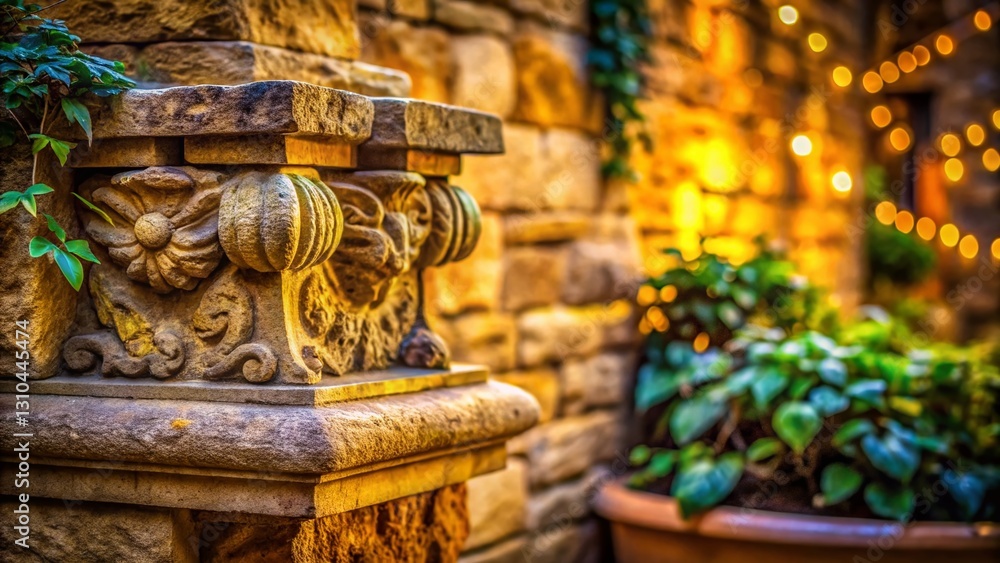 Fototapeta premium Earthy Stone Sculpture Sketch Art Background: Abstract Nature Texture