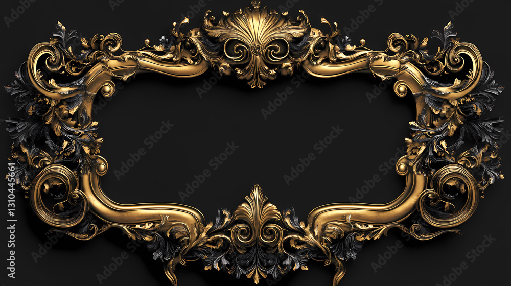 Gold ornate mirror frame. Ornate - Mask. Illustration Gold ornate mirror frame. Ornate - Mask. Illustration