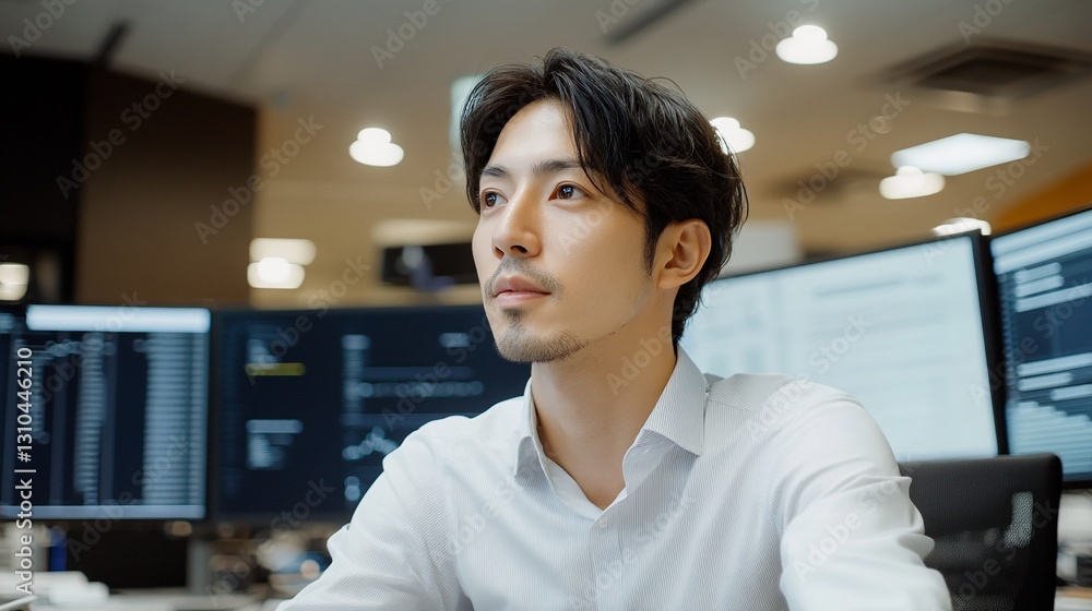 Focused businessman working in modern office Focused businessman working in modern office