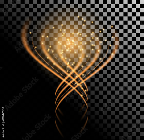 Abstract Orange Light Waves Displayed Beautifully on a Transparent Background Surface