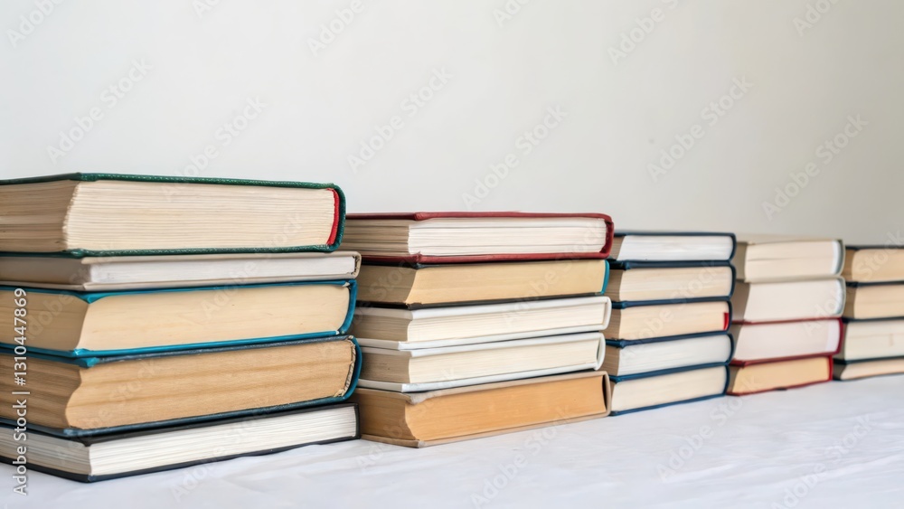 Fototapeta premium Book Stacks on White Background