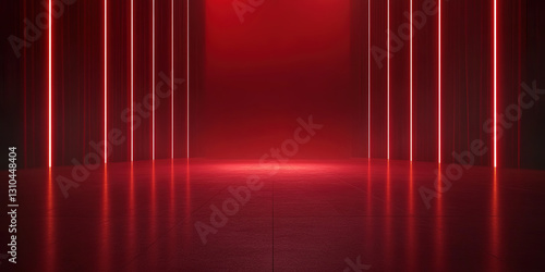 Future technology sense red laser line architectural space