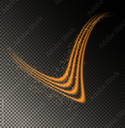 Abstract Orange Light Waves Displayed Beautifully on a Transparent Background Surface