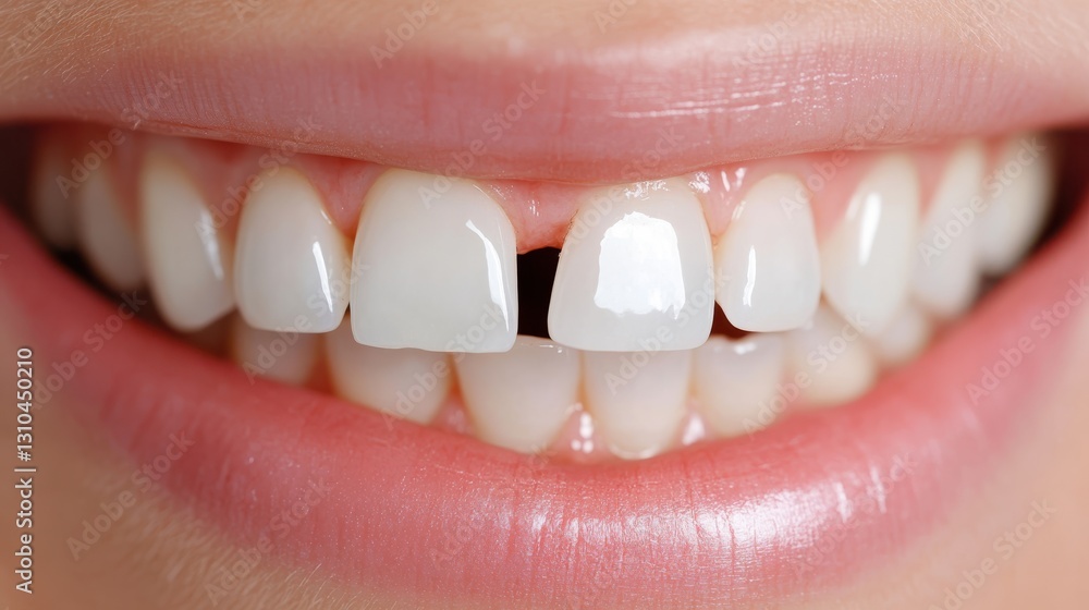 Fototapeta premium Capturing the essence of a missed smile with missing and broken teeth