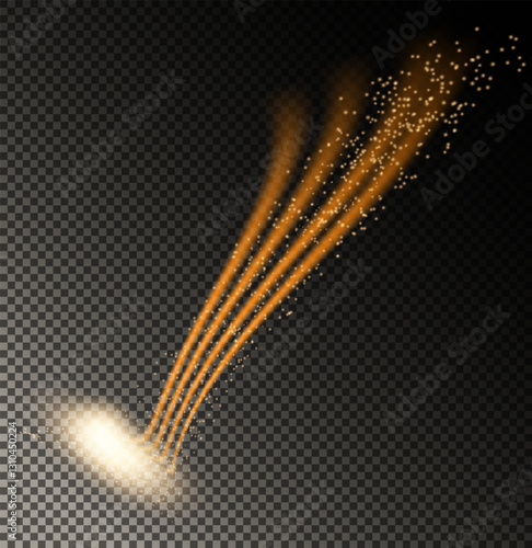 Abstract Orange Light Waves Displayed Beautifully on a Transparent Background Surface