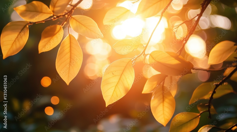 Golden leaves dancing in the sunlight serene forest nature photography warm atmosphere close-up beauty of autumn Golden leaves dancing in the sunlight serene forest nature photography warm atmosphere close-up beauty of autumn