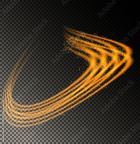 Abstract Orange Light Waves Displayed Beautifully on a Transparent Background Surface