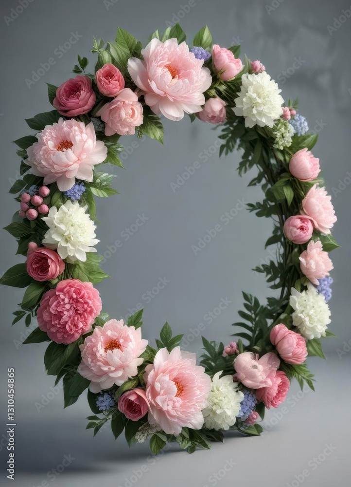 custom made wallpaper toronto digitalFloral wreath with peonies, roses and hydrangeas , flowers,