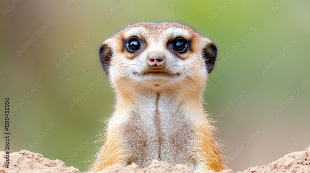 Fototapeta premium Curious meerkat watches attentively for signs of movement in the wild
