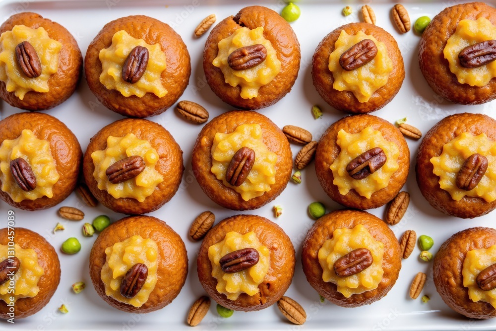 Deliciously Sweet Southern Pecan Tarts: A Feast of Individual Muffins with Butterscotch Topping and Crunchy Pecans - Perfect for Any Occasion