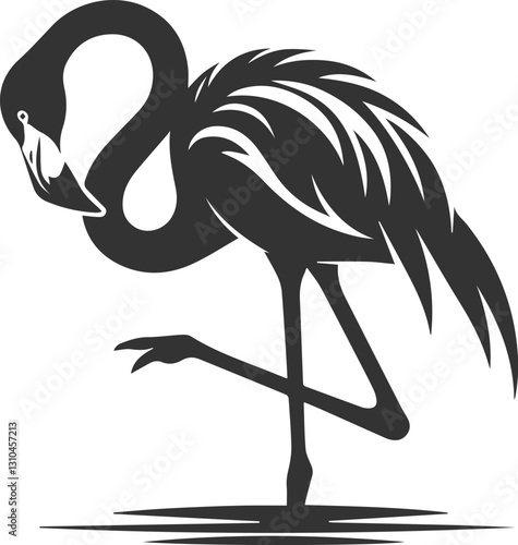 A flamingo bending its neck to preen its feathers animal vector