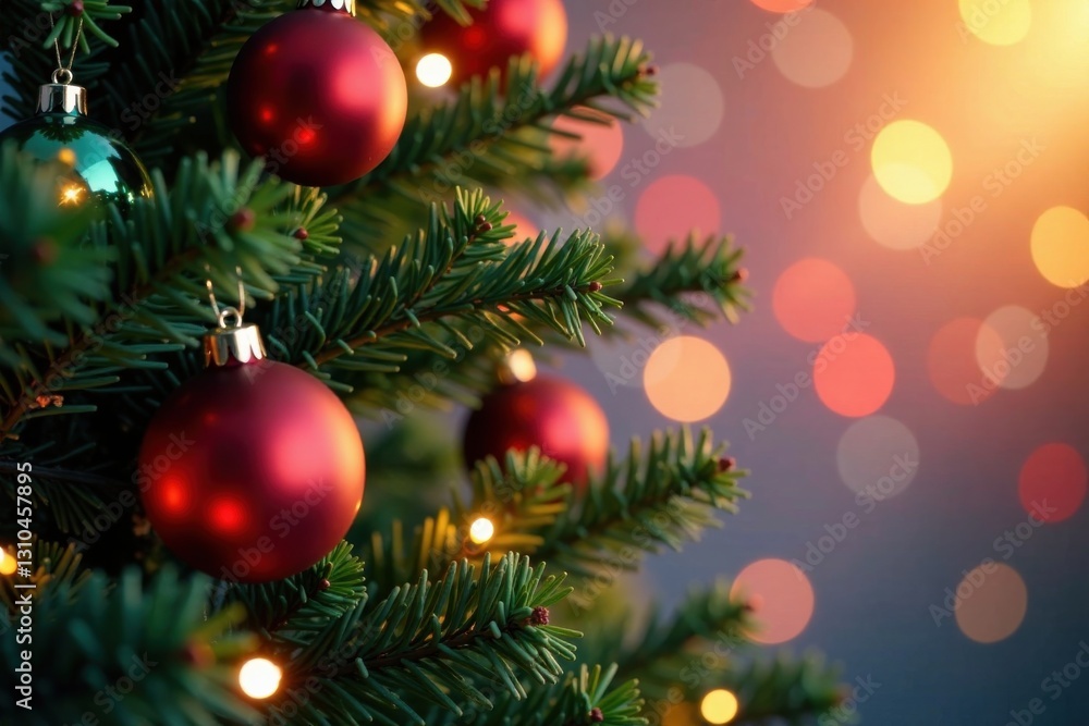 Decorative Christmas tree with ornaments and lights, tree, winter wonderland, holiday Decorative Christmas tree with ornaments and lights, tree, winter wonderland, holiday
