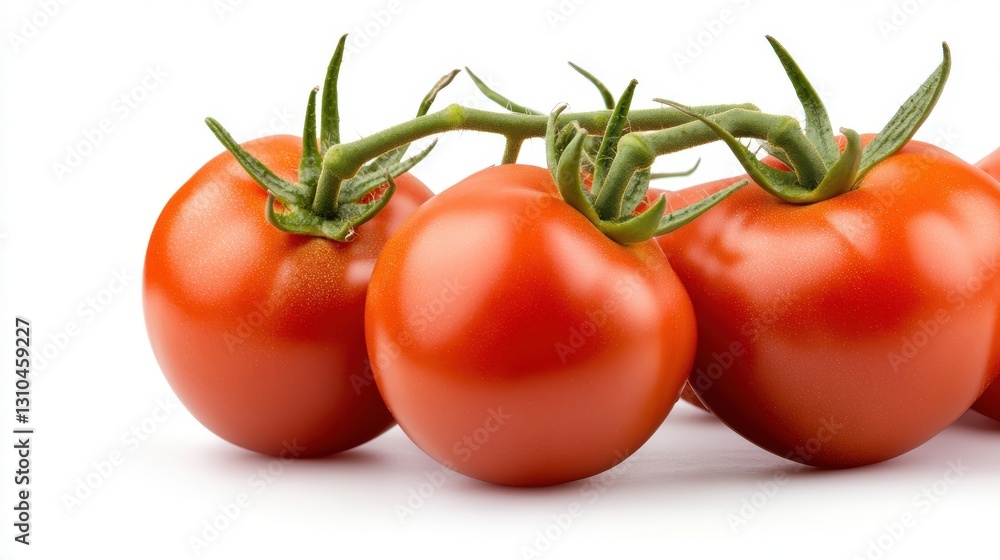 Fresh juicy red tomatoes on a branch ready for culinary delights Fresh juicy red tomatoes on a branch ready for culinary delights