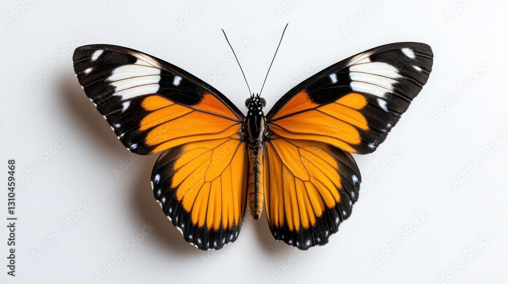 Close-up view of a vibrant orange butterfly resting on a bright background Close-up view of a vibrant orange butterfly resting on a bright background