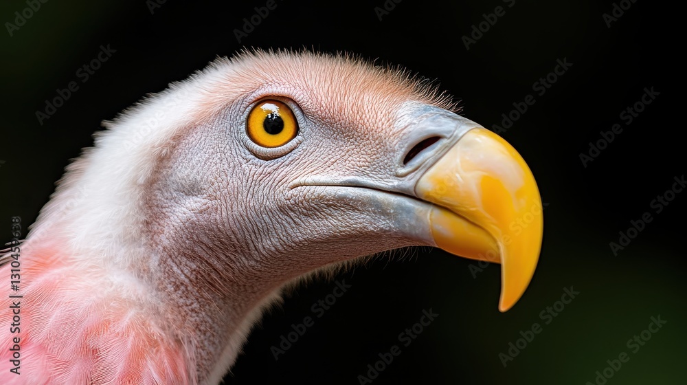 A striking close-up portrait showcases the beauty of Ruppell's vulture A striking close-up portrait showcases the beauty of Ruppell's vulture