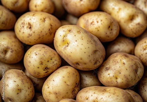 Freshly harvested organic potatoes piled together showcasing their earthy textures and natural colors, perfect for culinary and agricultural themes.