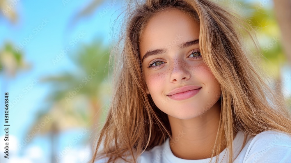Sunlit moments of joy in a summer park with a smiling young woman Sunlit moments of joy in a summer park with a smiling young woman