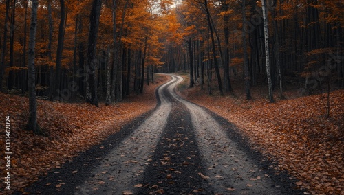 Winding Autumn Forest Road photo