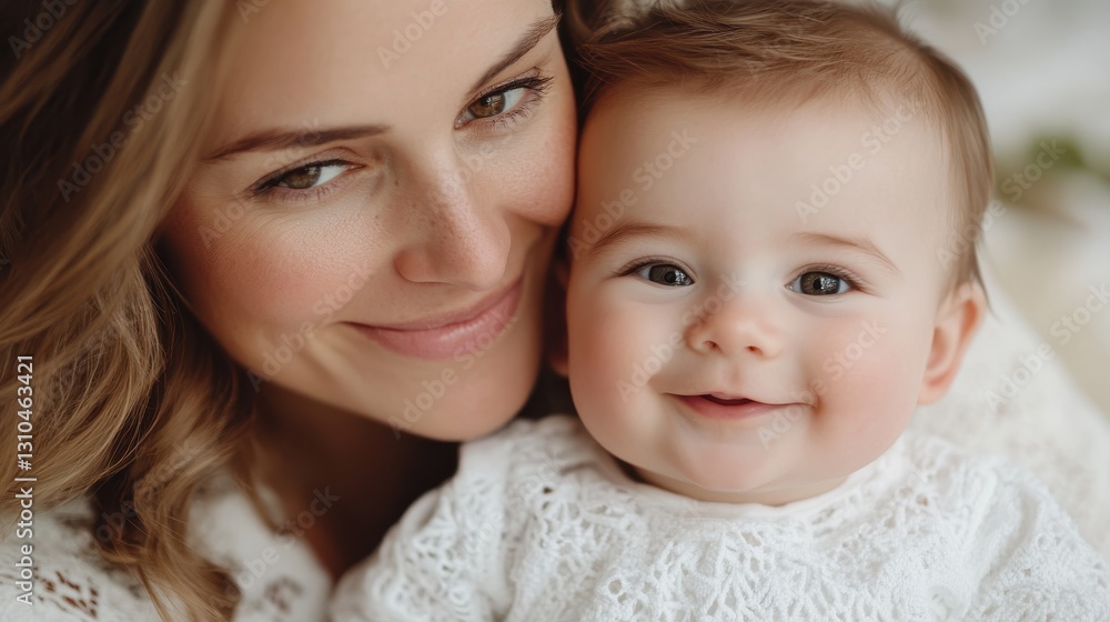 Kissing moments of joy between mother and baby in soft embrace Kissing moments of joy between mother and baby in soft embrace