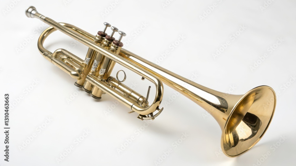 Obraz premium Brass Trumpet Instrument on White Background
