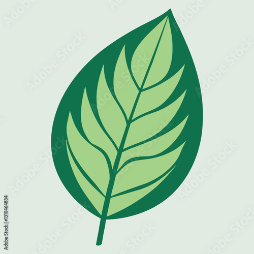 A vector silhouette of a green leaf icon