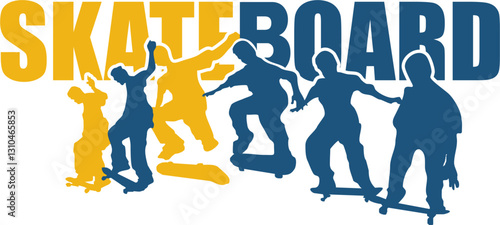 Dynamic Skateboard Logo – Energetic Silhouettes and Modern Urban Style

