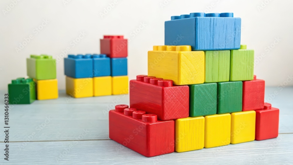 Colorful Plastic Blocks on White Background Colorful Plastic Blocks on White Background
