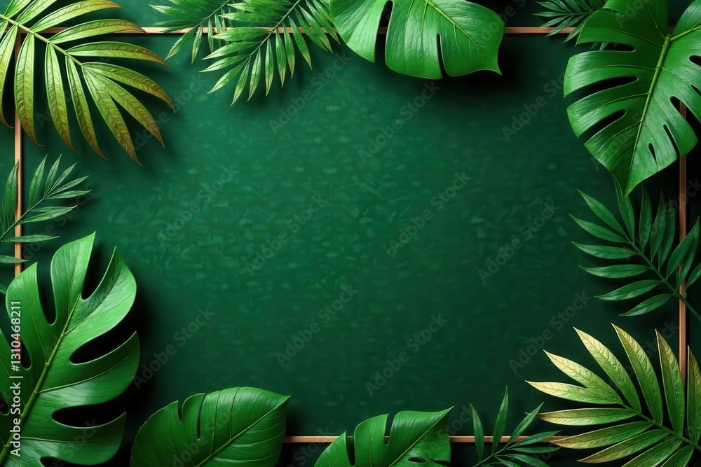 Luxurious gold invitation card with green tropical leaf design , leaf, save the date, invitation Luxurious gold invitation card with green tropical leaf design , leaf, save the date, invitation