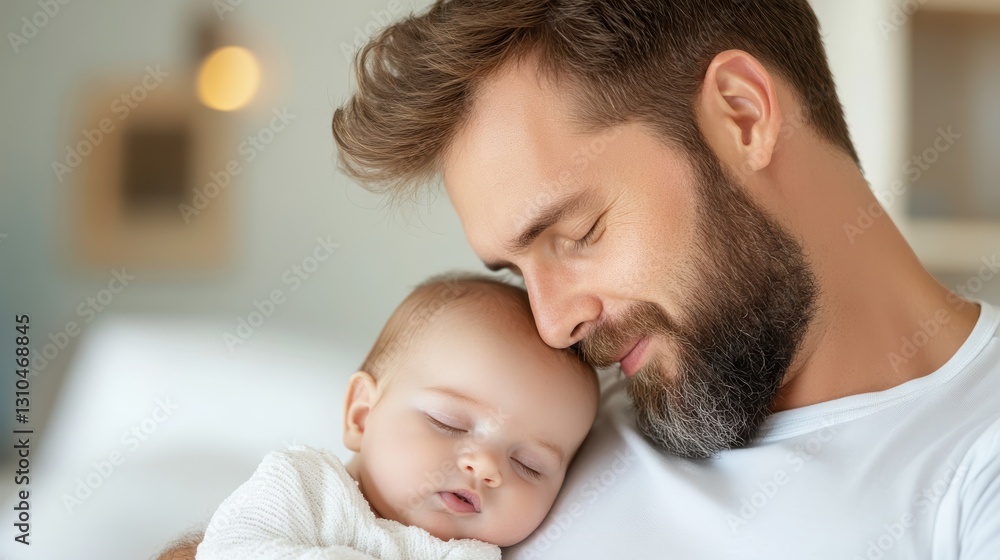 Father cherishing his newborn in a moment of pure love on Father39;s Day Father cherishing his newborn in a moment of pure love on Father39;s Day
