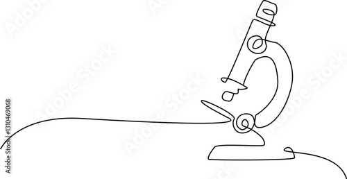 drawing of medical microscope laboratory. Microscope art vector illustration.