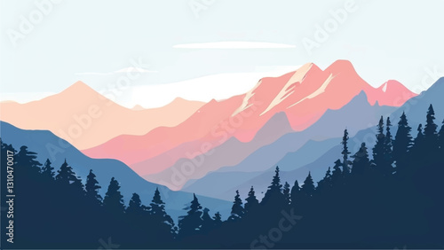 Mountains landscape. Nature landscape. Mountain Wilderness Landscape Background. Vector illustration. 