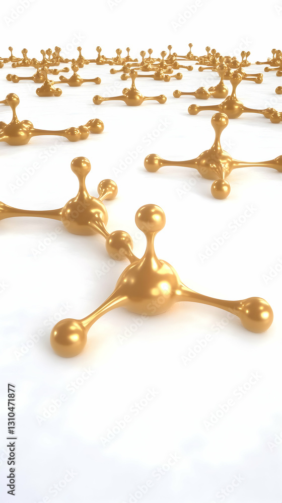 3D Golden Molecule Abstract Background Illustration 3D Golden Molecule Abstract Background Illustration