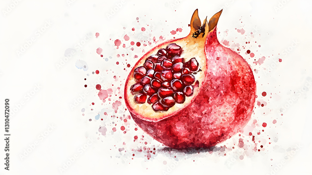 Watercolor Wind Red Pomegranate Fruit Pattern Watercolor Wind Red Pomegranate Fruit Pattern