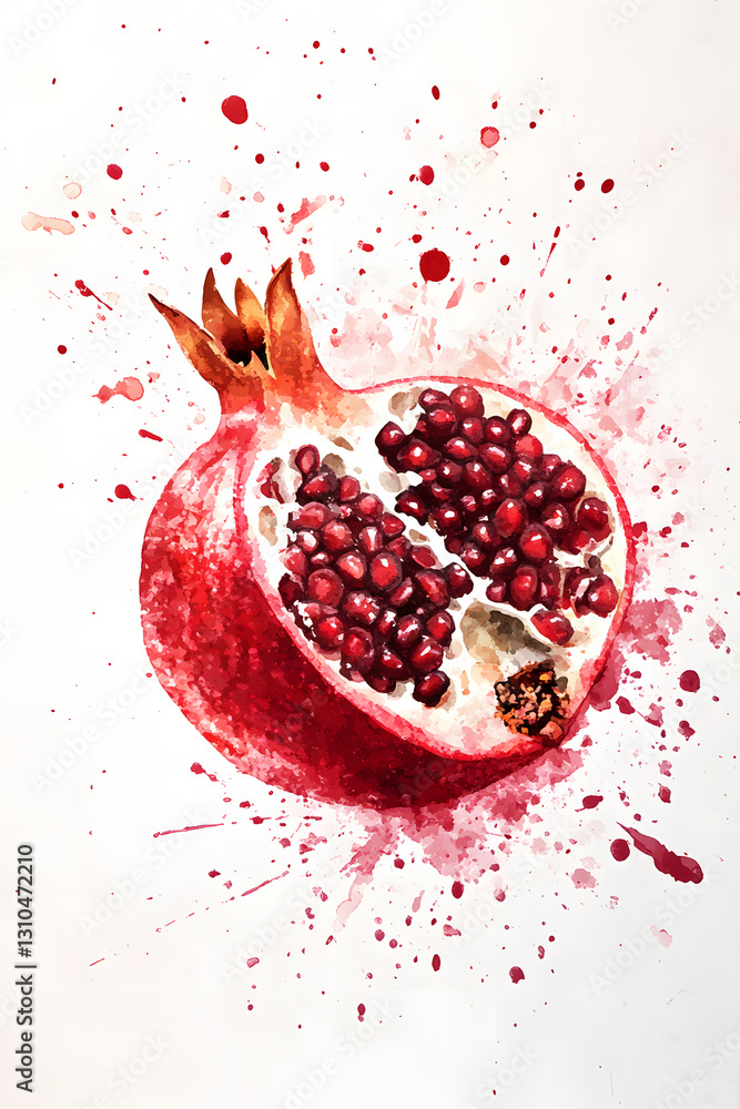 Watercolor Wind Red Pomegranate Fruit Pattern Watercolor Wind Red Pomegranate Fruit Pattern