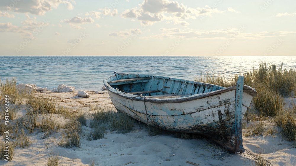 Professional Image of Abandoned Fishing Boat on Taranto Beach Professional Image of Abandoned Fishing Boat on Taranto Beach